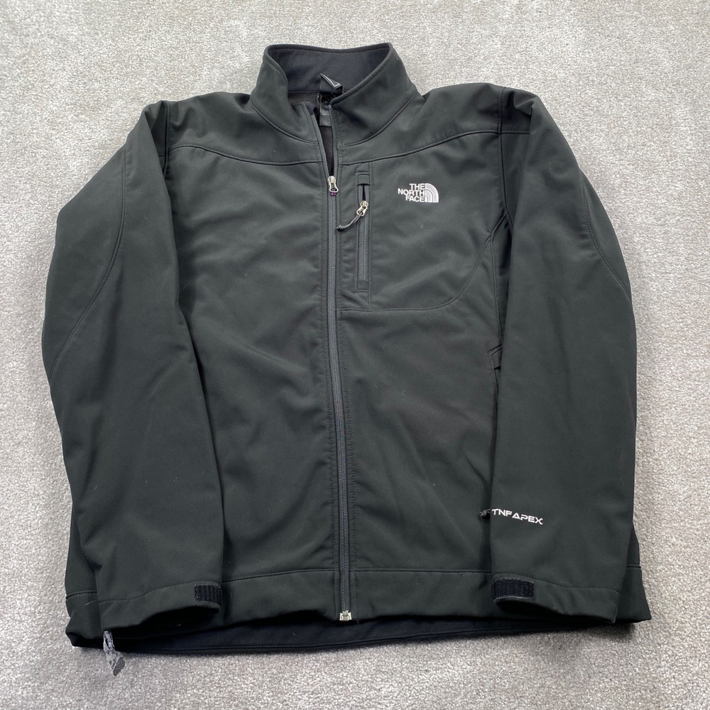 The North Face Apex Bionic Jacket Mens XL Black Softshell Windproof Fleece Lined